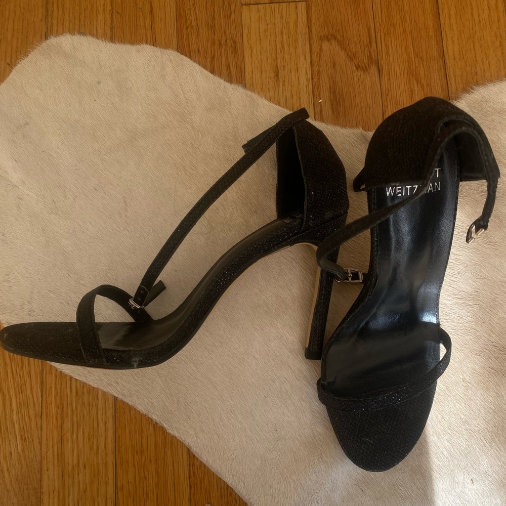 stuart weitzman black sparkly heels - Picture 2 of 5